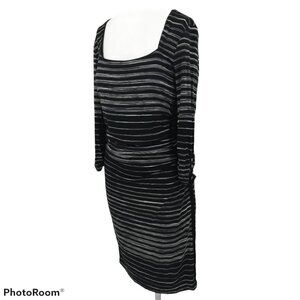 White House Black Market Striped Ruched Dress Size